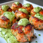 Baked Salmon Meatballs with Avocado Sauce