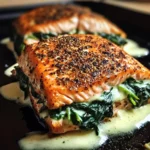 Blackened Salmon Stuffed with Spinach & Parmesan