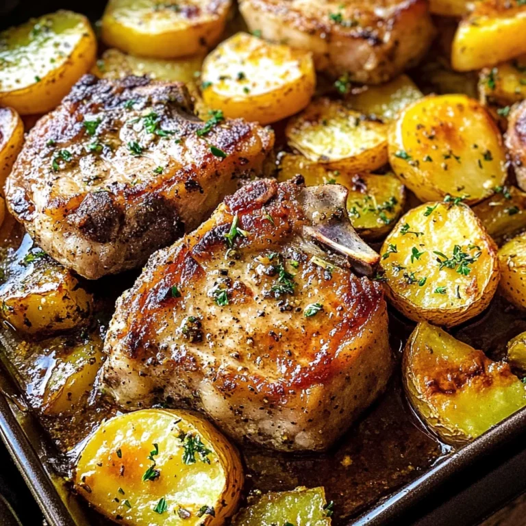 Lemon Garlic Baked Pork Chops with Squash and Potatoes