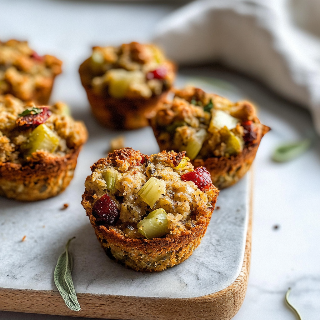 Individual Vegan Thanksgiving Stuffing Muffins