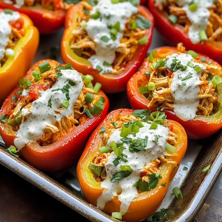Buffalo Chicken Stuffed Peppers - Dairy Free & Low Carb