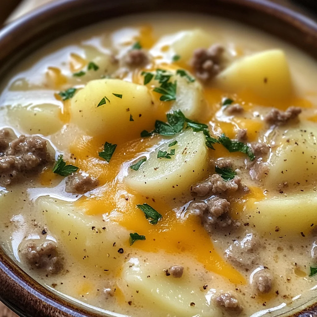 Cheesy Hamburger Potato Soup