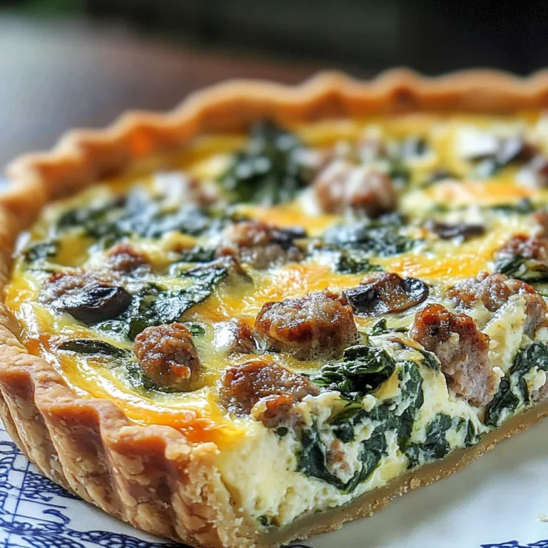 Perfect Quiche with Spinach, Sausage, Mushroom & Cheese