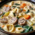 Slow Cooker Creamy Sausage & Tortellini Soup