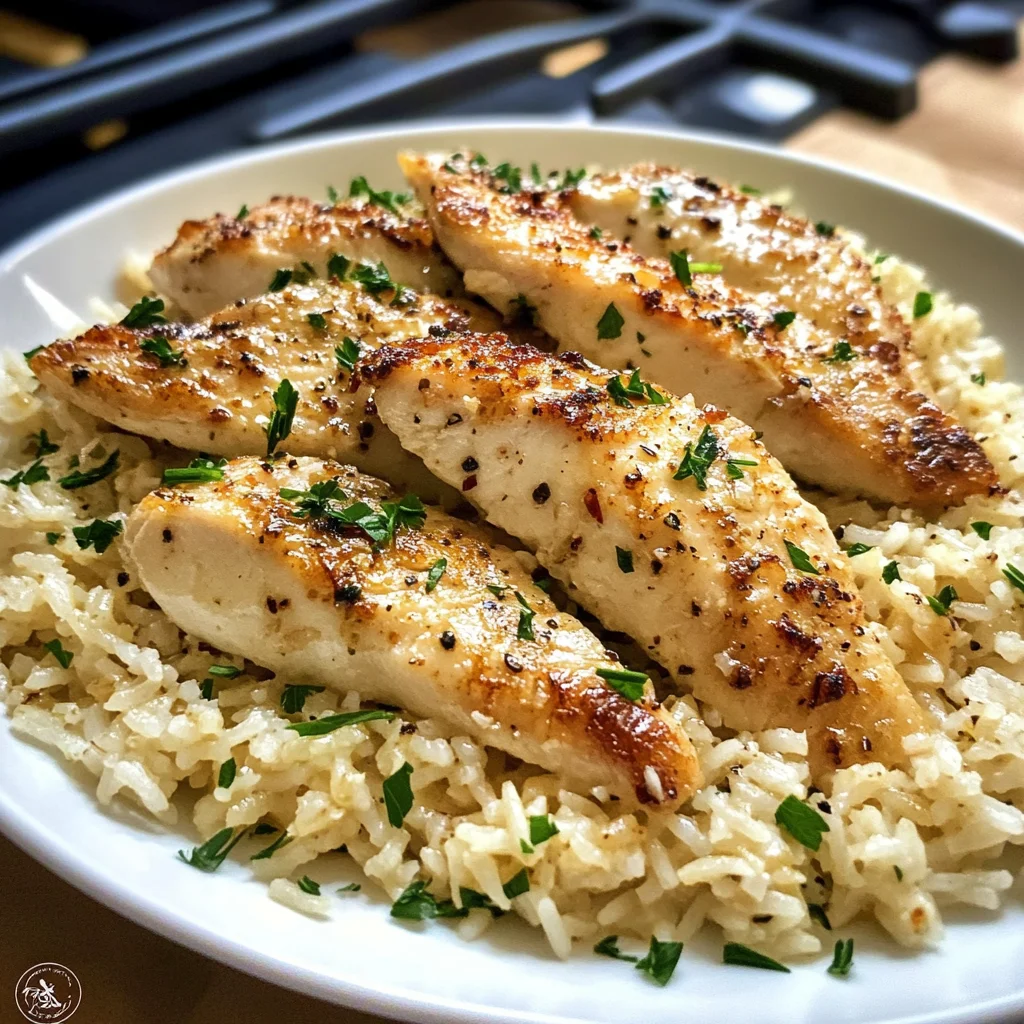 Chicken Scampi with Garlic Parmesan Rice