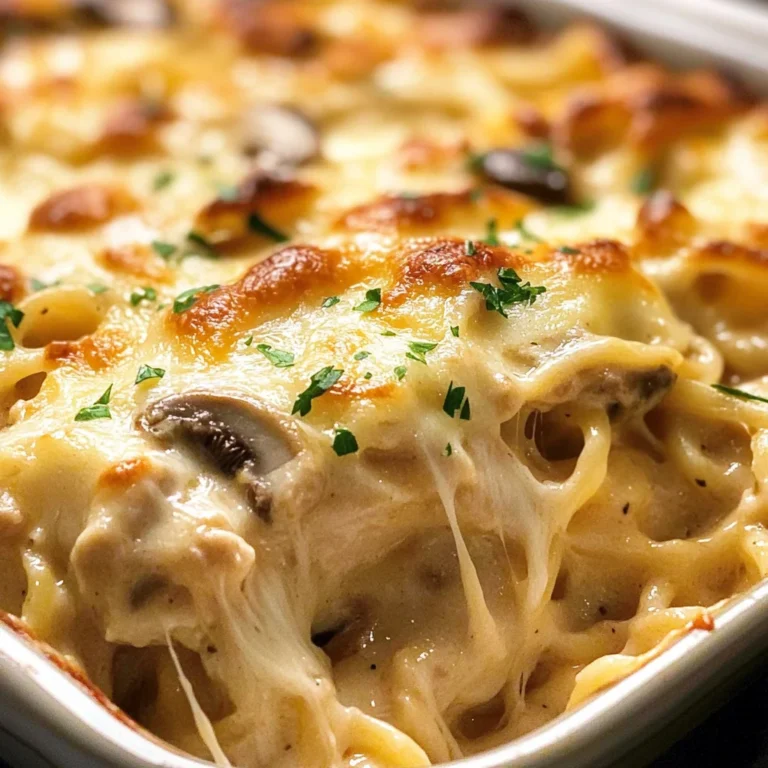 Chicken Tetrazzini (creamy chicken mushroom pasta bake)