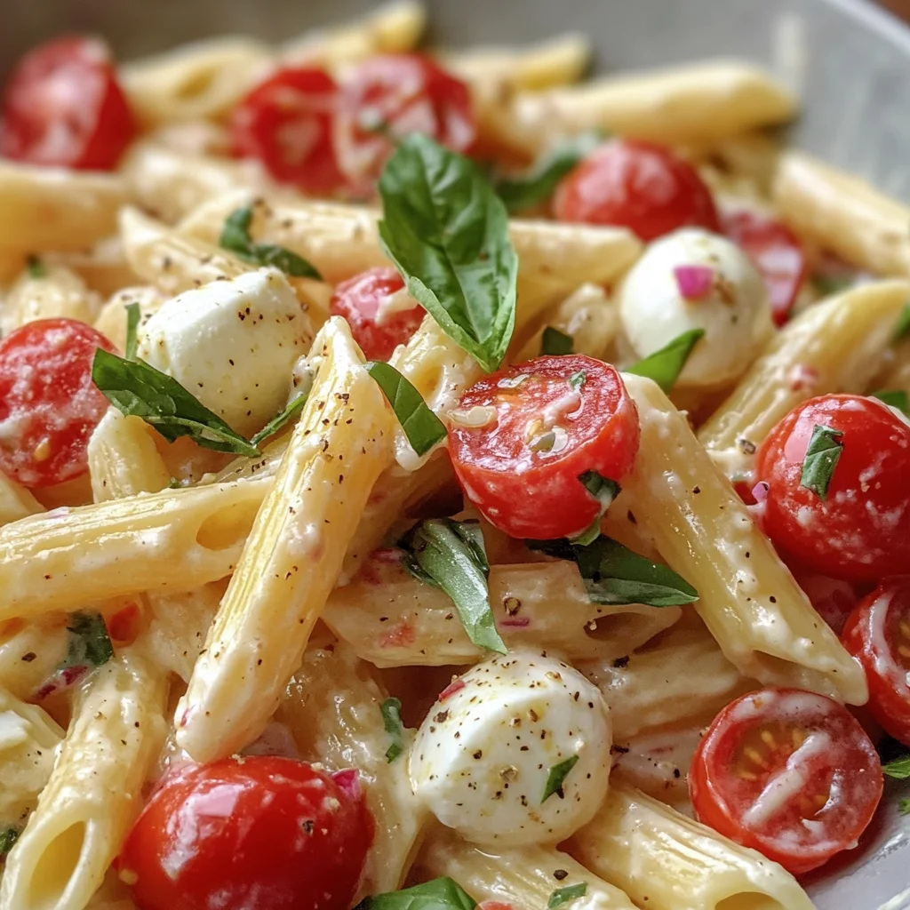 Creamy Caprese Pasta Salad