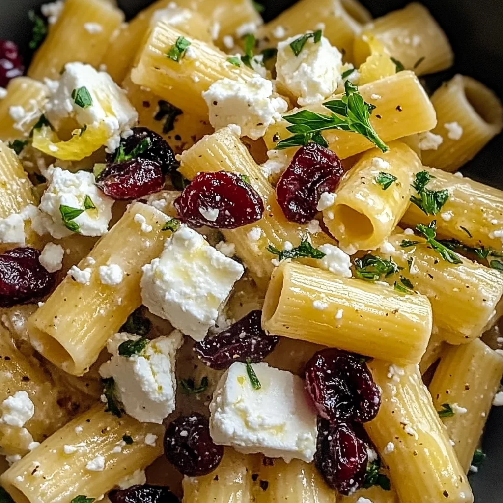 Feta & Cranberry Rigatoni Salad with Lemon Vinaigrette