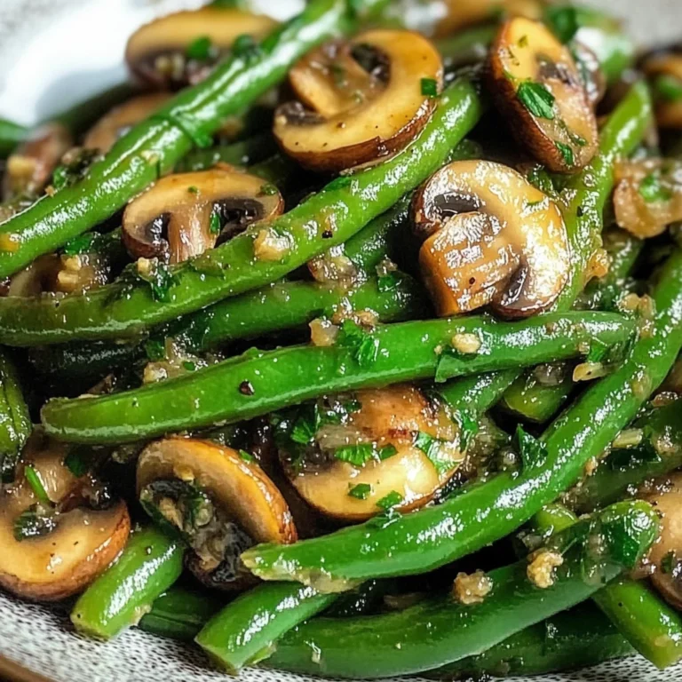 Garlic Butter Sautéed Green Beans and Mushrooms