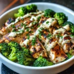 Grilled Chicken and Broccoli Bowls with Creamy Garlic Sauce
