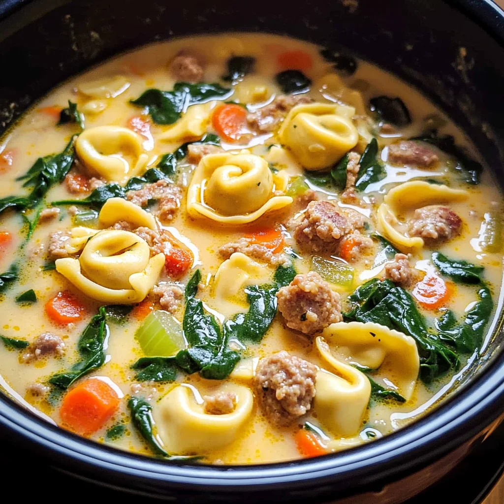 Slow Cooker Creamy Tortellini Soup