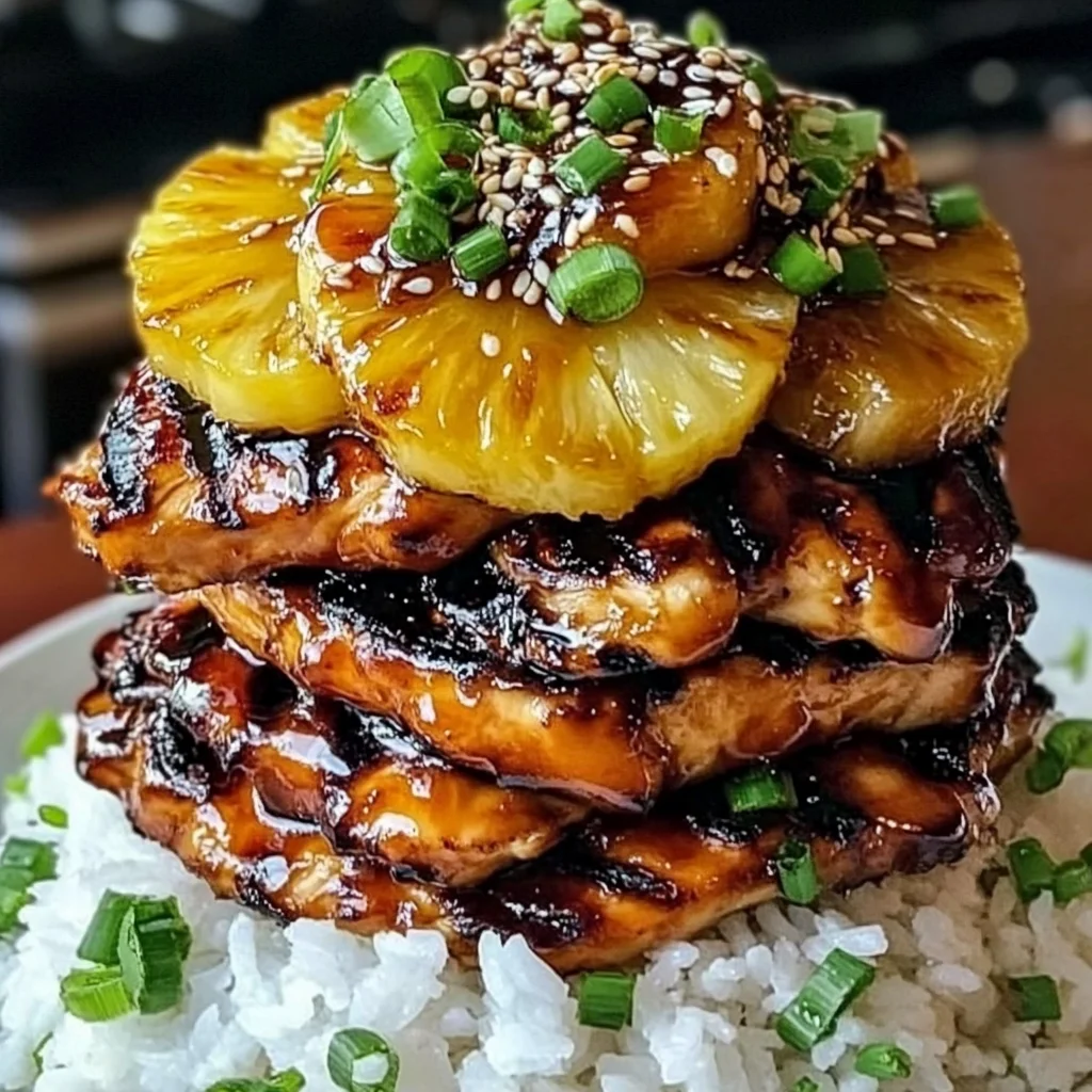 Hawaiian Huli Huli Chicken Stack