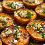 Roasted Sweet Potato Rounds with Honey & Feta