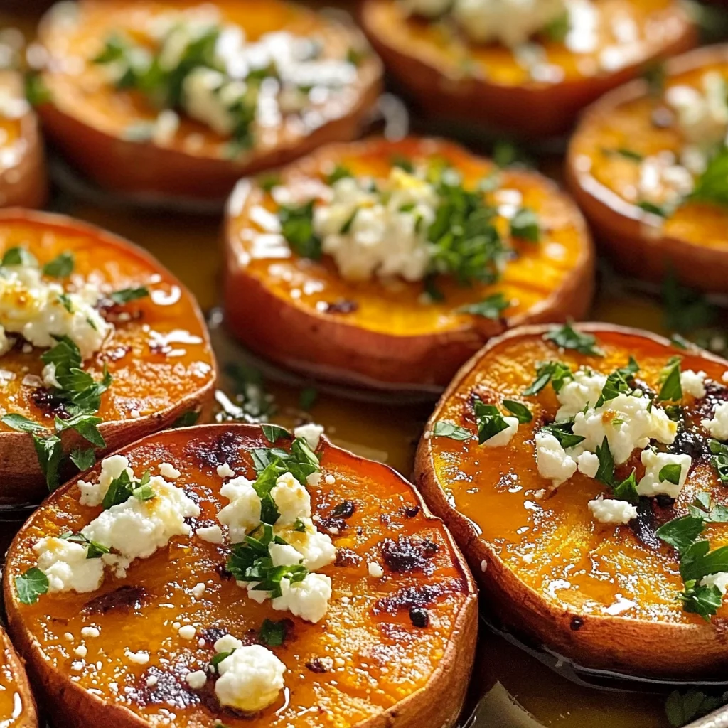 Roasted Sweet Potato Rounds with Honey & Feta