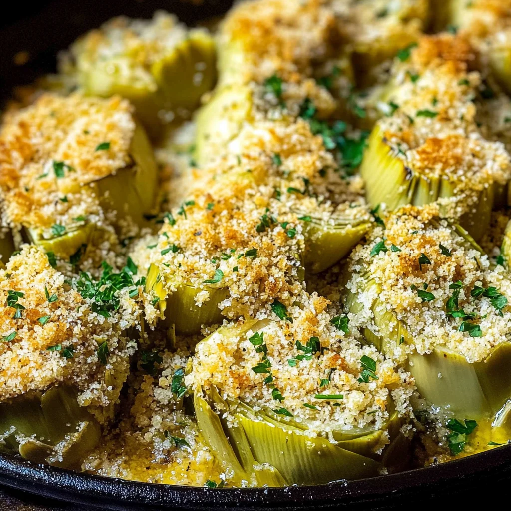 Baked Artichoke Hearts with Seasoned Breadcrumbs