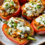 Buffalo Chicken Stuffed Peppers - Dairy Free & Low Carb
