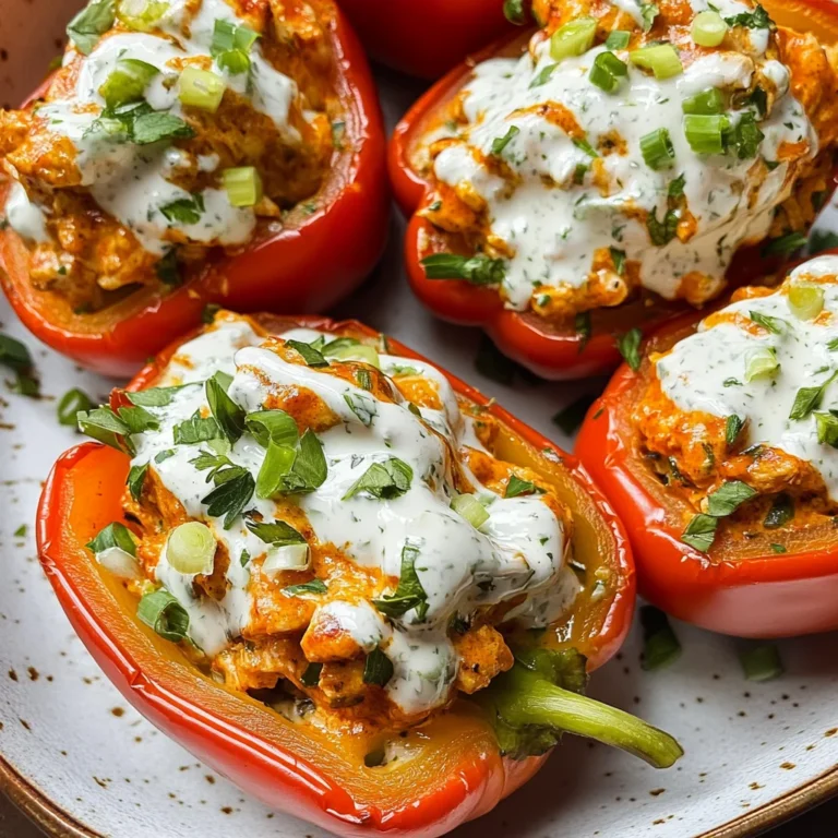 Buffalo Chicken Stuffed Peppers - Dairy Free & Low Carb
