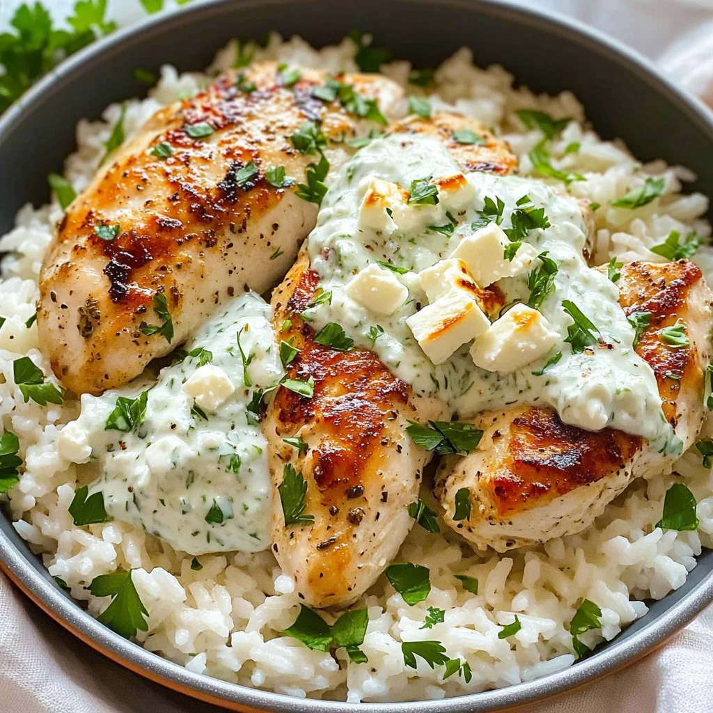 Dump-and-Bake Chicken Tzatziki with Rice Recipe