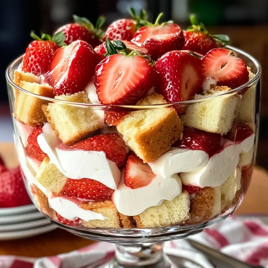 Easy Strawberry Trifle with Pound Cake