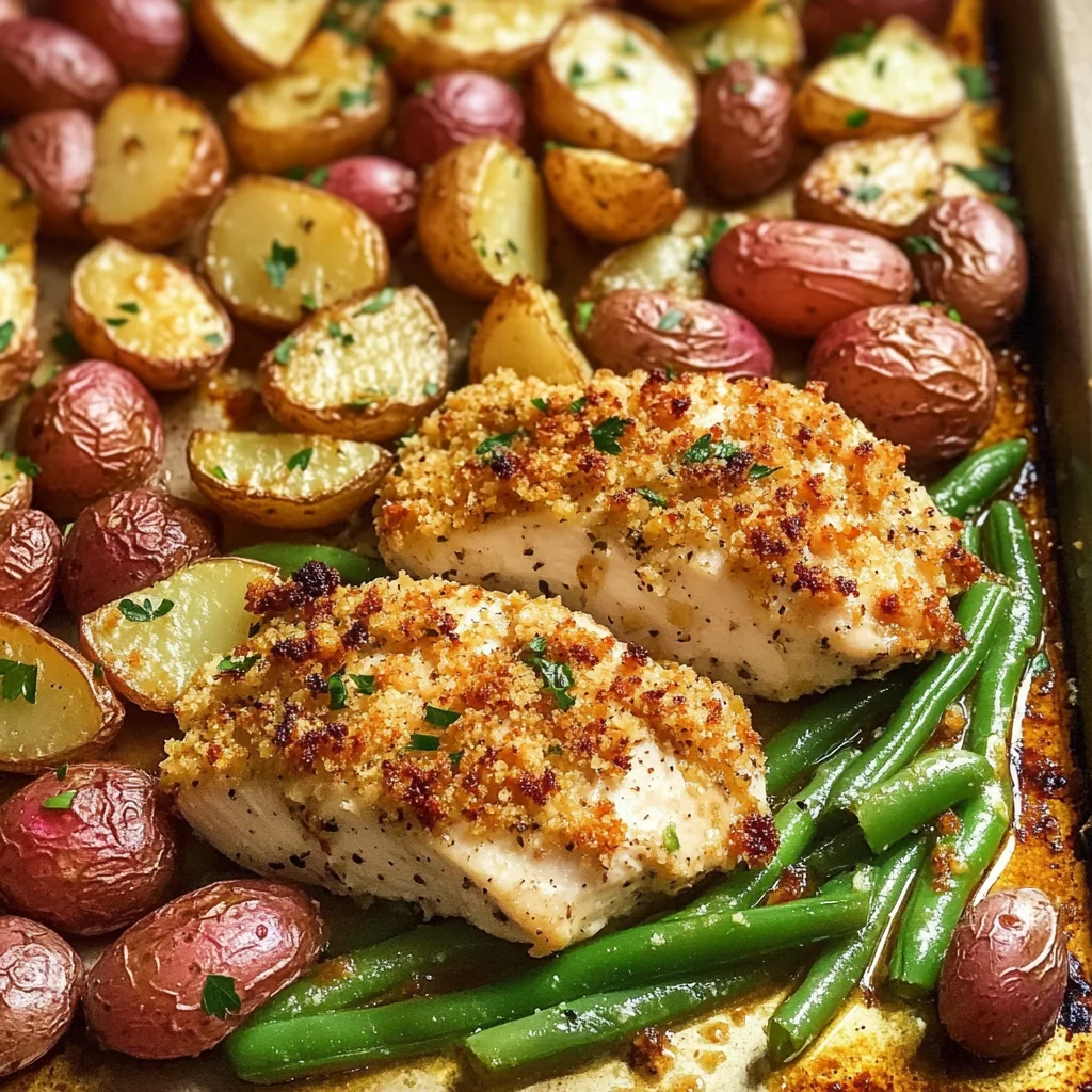 Parmesan Crusted Chicken Sheet Pan Dinner