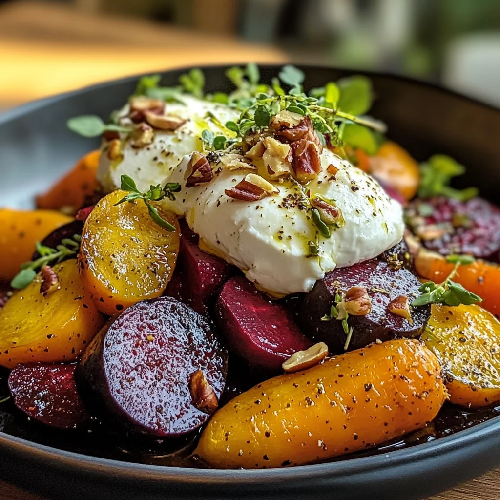 Roasted Beets and Carrots Salad with Burrata