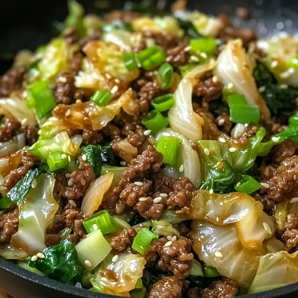 Asian-Inspired Beef & Cabbage Skillet