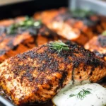 Blackened Salmon in the Oven Recipe + Dill Sauce