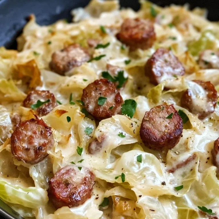 Keto TikTok Cajun Sausage Cabbage Alfredo