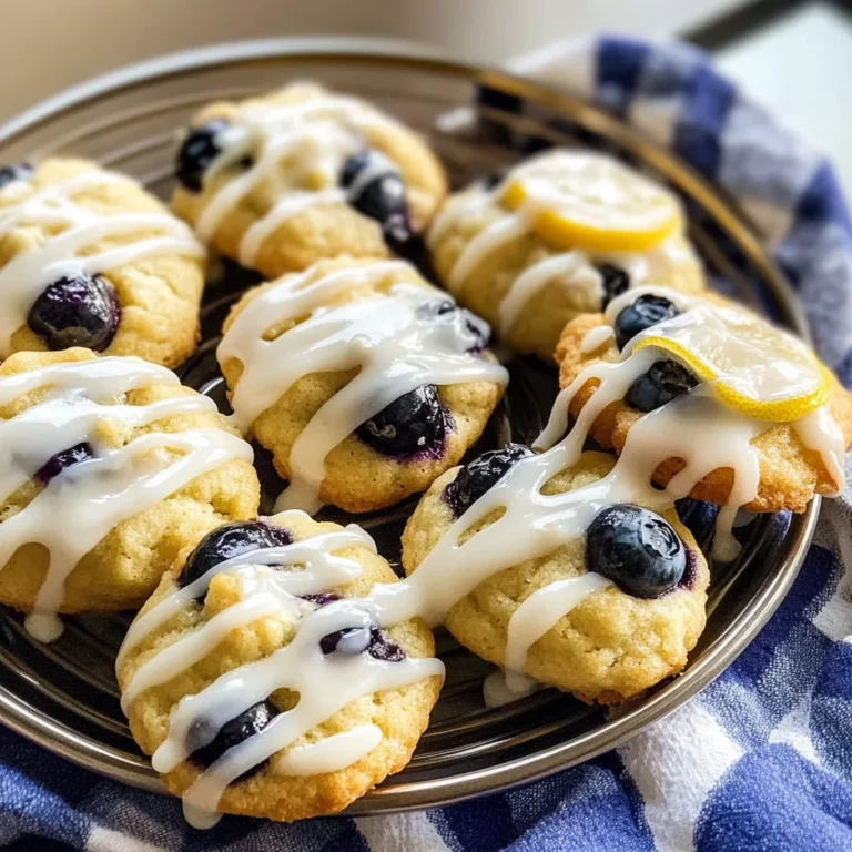 Soft Blueberry Cookies with Lemon Glaze